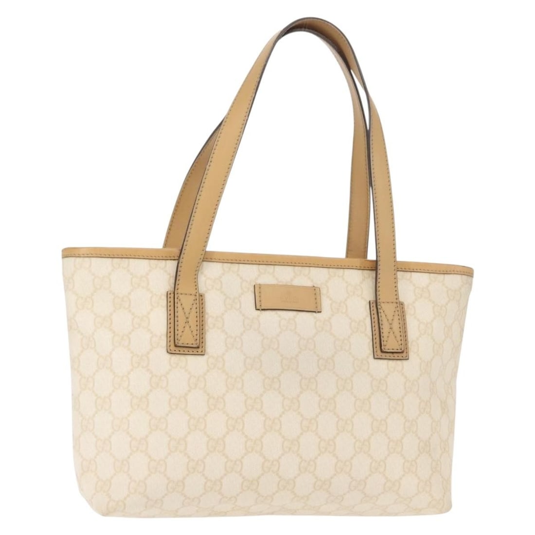Gucci 211133 GG Supreme PVC Leather Shoulder Bag Beige Gold: Gucci 211133 GG Supreme PVC Leather Shoulder Bag Beige Gold Gucci shoulder bag in beige and gold PVC leather and GG canvas, made in Italy. It features a shoulder strap with an approximate 20 cm drop a