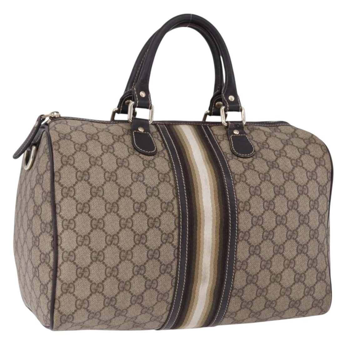 Gucci 189895 GG Supreme Boston Bag Beige PVC Leather Gold Tone: Gucci 189895 GG Supreme Boston Bag Beige PVC Leather Gold Tone Authentic Gucci Boston bag in beige GG Supreme PVC leather with gold-tone accents. This women's handbag is made in Italy and shows heavy 
