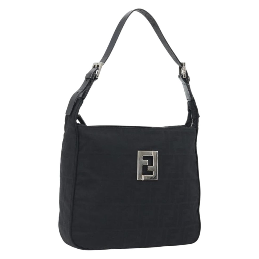 FENDI Black Zucca Canvas Shoulder Bag Made in Italy: FENDI Black Zucca Canvas Shoulder Bag Made in Italy Fendi shoulder bag in Zucca canvas with a black exterior. Made in Italy, this women's bag features a shoulder strap with an approximate drop of 7.5-