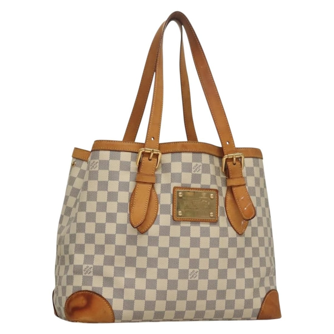 Louis Vuitton Hampstead MM Damier Azur Canvas Tote N51206: Louis Vuitton Hampstead MM Damier Azur Canvas Tote N51206 Louis Vuitton Hampstead MM tote bag in Damier Azur canvas, model N51206. This women's tote was made in Spain and is offered without the origin