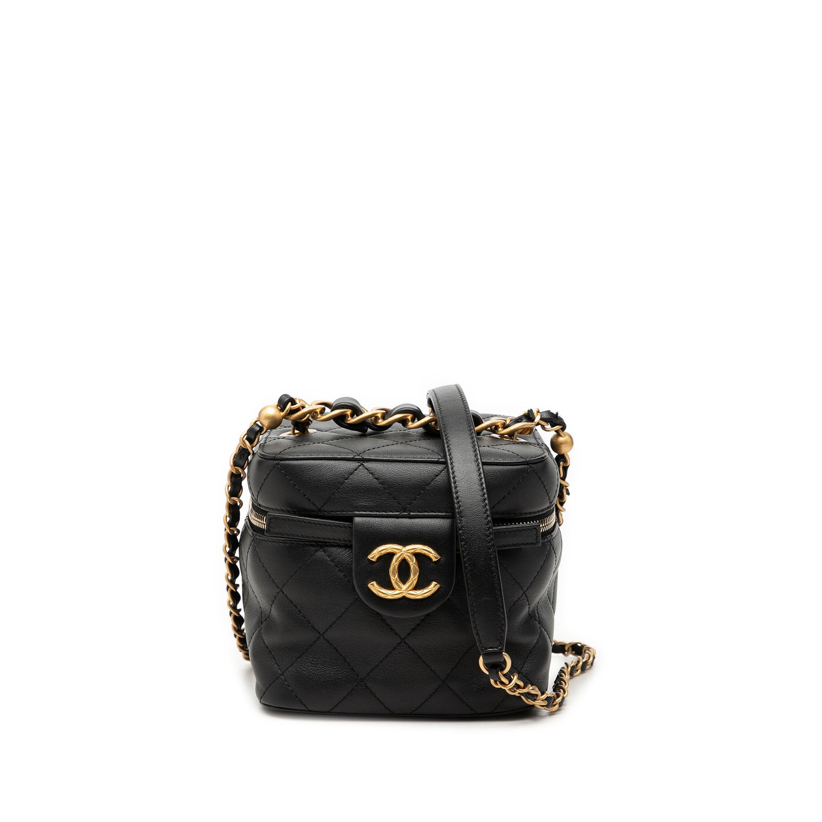 Chanel Chain Bar Vanity Case Small Quilted Black Calfskin Bag (1 of 8)