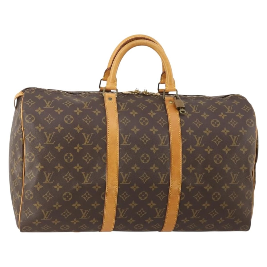 Louis Vuitton M41426 Keepall 50 Monogram Canvas Boston Bag: Louis Vuitton M41426 Keepall 50 Monogram Canvas Boston Bag Louis Vuitton Keepall 50 Boston bag in Monogram canvas with a classic travel silhouette. Includes a padlock and one key. This pre-owned bag s