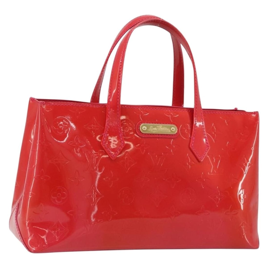 Louis Vuitton Wilshire PM Rose Pop Vernis Hand Bag M93643: Louis Vuitton Wilshire PM Rose Pop Vernis Hand Bag M93643 Louis Vuitton Monogram Vernis Wilshire PM handbag in Rose Pop, crafted from patent leather. Made in France, this style is identified by produc