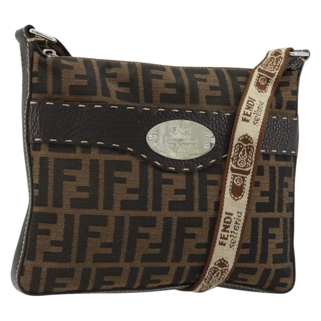 FENDI Celeria shoulder bag in black brown Zucca canvas (1 of 18)