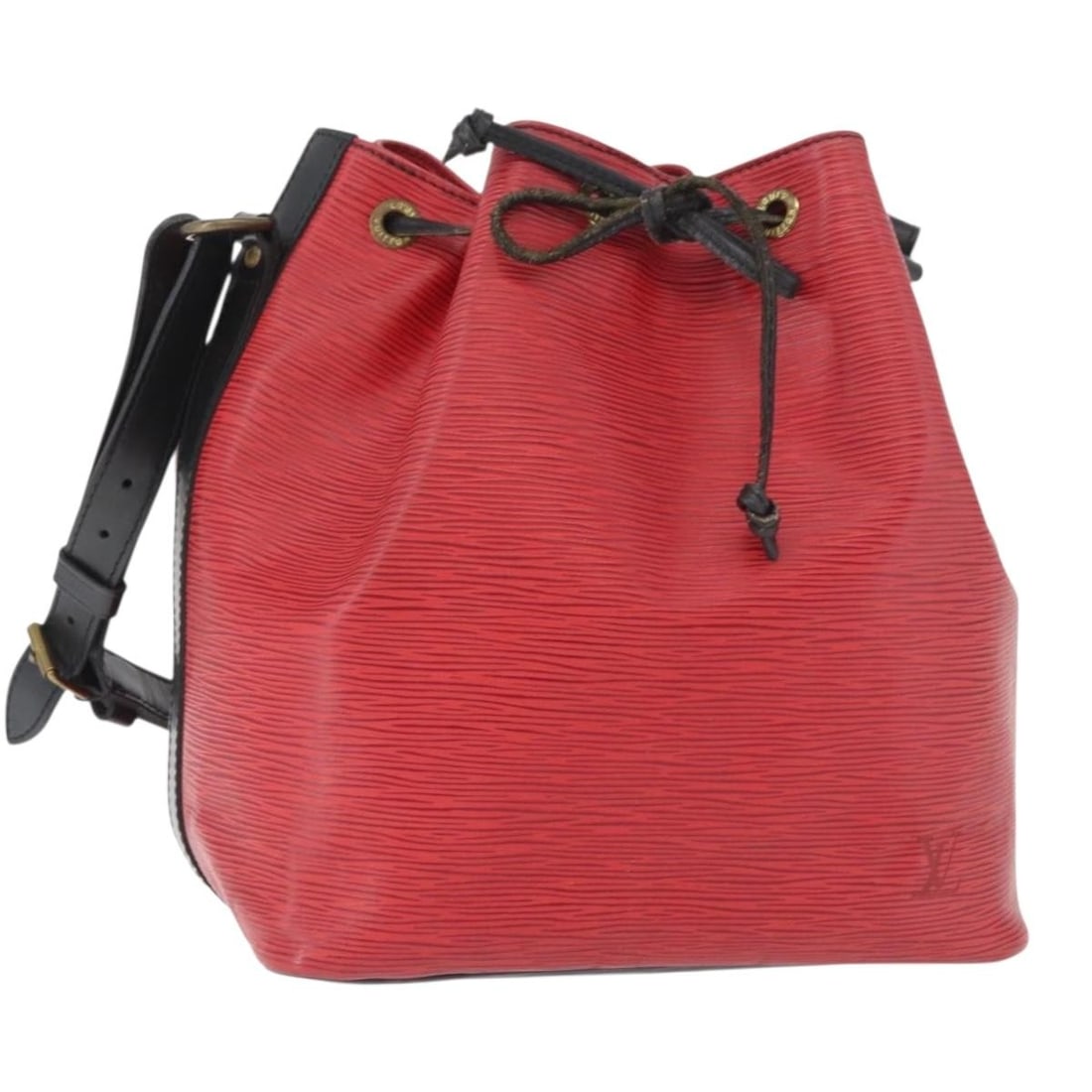 Louis Vuitton M44172 Petit Noe Epi Leather Shoulder Bag Black Red: Louis Vuitton M44172 Petit Noe Epi Leather Shoulder Bag Black Red Louis Vuitton Petit Noe shoulder bag in black and red Epi leather. This women's bag is made in France and features the M44172 product 