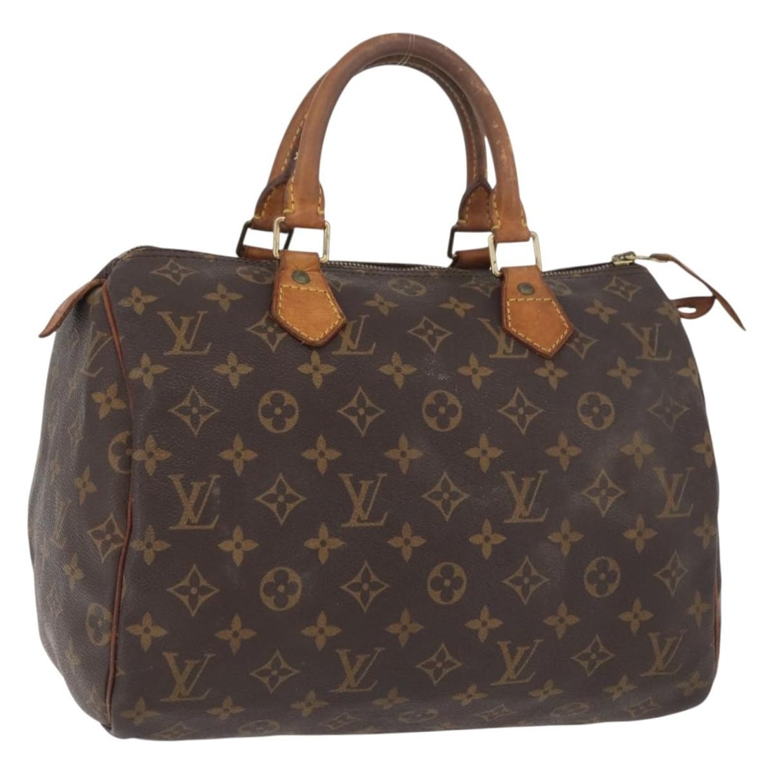 Louis Vuitton M41526 Speedy 30 Monogram Canvas Handbag: Louis Vuitton M41526 Speedy 30 Monogram Canvas Handbag Louis Vuitton Speedy 30 handbag in Monogram canvas, made in France. This women's handbag is a heavily used piece with notable wear throughout, in