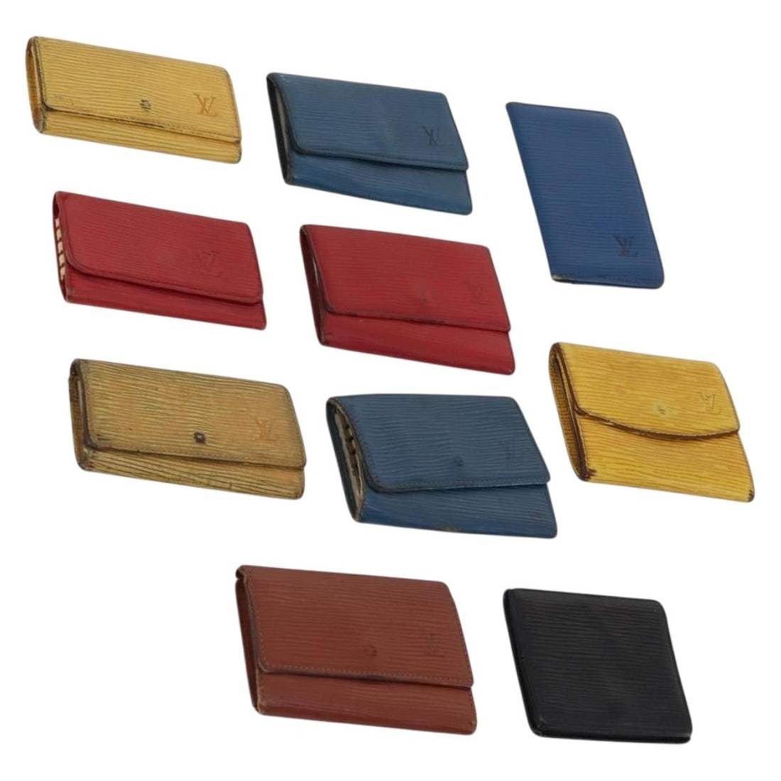 10 Louis Vuitton Epi Leather Key Cases Red Blue Yellow: 10 Louis Vuitton Epi Leather Key Cases Red Blue Yellow Louis Vuitton Epi leather key case in red, blue, and yellow. This women's key case is made in France and is offered as a special bundle set. The 