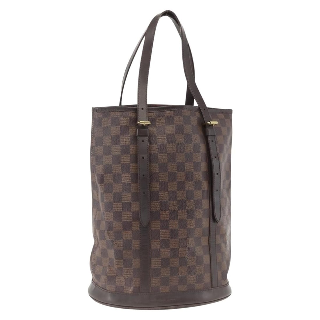 Louis Vuitton Bucket GM Damier Ebene Shoulder Bag N42236: Louis Vuitton Bucket GM Damier Ebene Shoulder Bag N42236 Louis Vuitton Bucket GM shoulder bag in Damier Ebene canvas. This women's bag is made in France and features an adjustable shoulder strap. The 