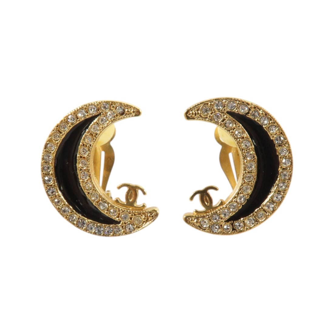 CHANEL 01P CC Black and Gold Tone PVC Metal Earrings: CHANEL 01P CC Black and Gold Tone PVC Metal Earrings CHANEL CC earrings in black and gold-tone metal with PVC construction. Marked 01P, this pair is made in France and comes without accessories. Condi