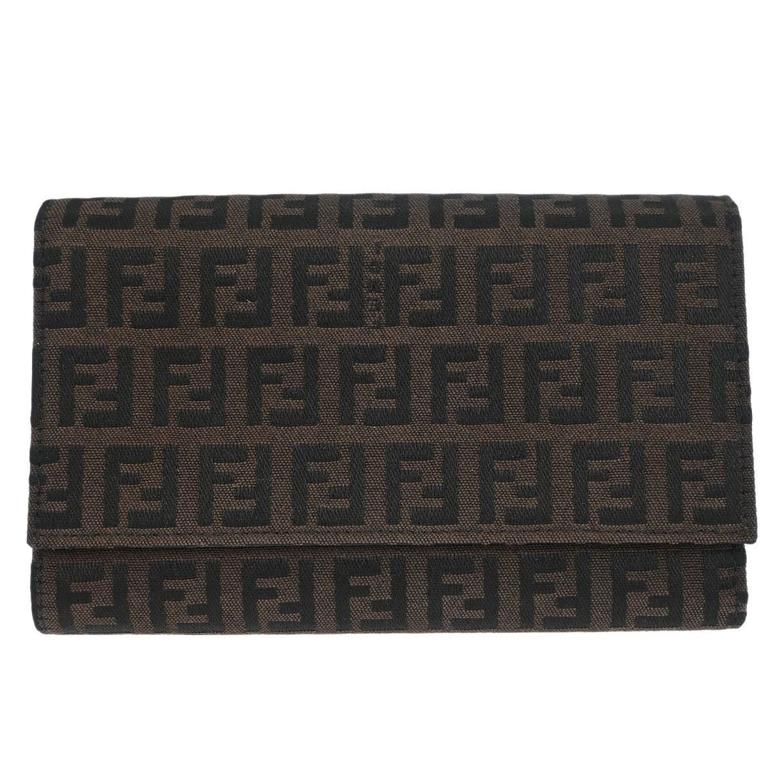 Fendi Zucchino Canvas Trifold Wallet in Brown: Fendi Zucchino Canvas Trifold Wallet in Brown Vintage Fendi trifold wallet in brown Zucchino canvas with leather trim. This folding wallet features a structured interior with a bill pocket, six card p