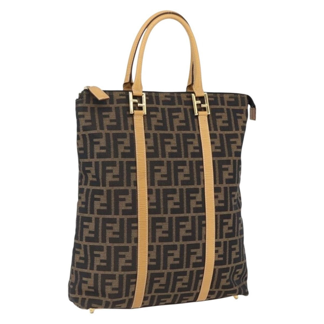 Fendi Zucca Canvas Tote Handbag Brown Black Italy: Fendi Zucca Canvas Tote Handbag Brown Black Italy Authentic FENDI handbag in brown and black Zucca canvas, made in Italy. This women's bag is offered without the original box or dust bag; only the ite