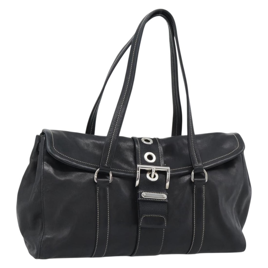 Prada Convertible Shopping Tote Black Leather Italy: Prada Convertible Shopping Tote Black Leather Italy Prada Convertible Shopping Tote in black saffiano leather. This unisex tote is made in Italy and shows visible wear consistent with fair overall con