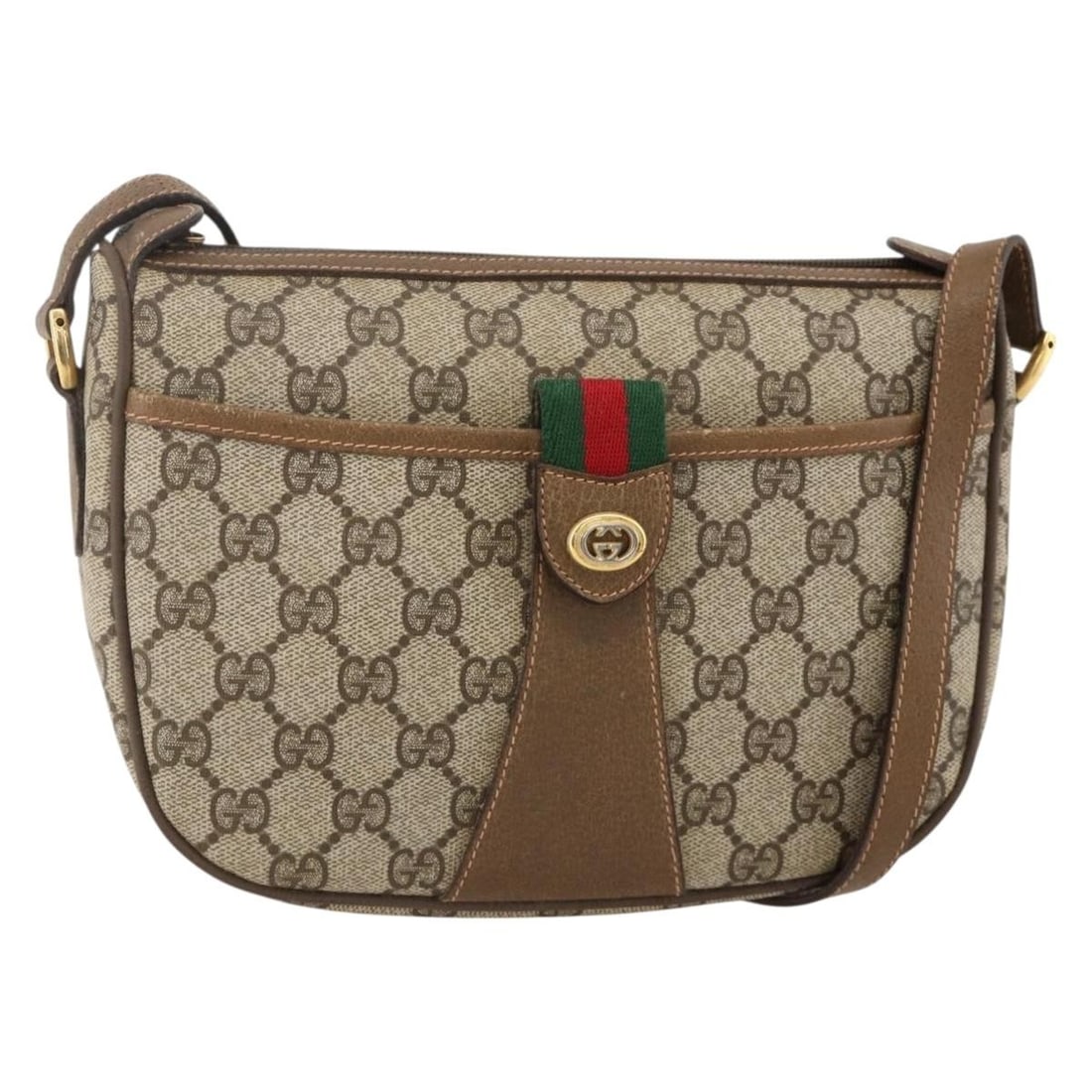 Gucci Sherry Line GG Supreme PVC Shoulder Bag Beige Gold 175956: Gucci Sherry Line GG Supreme PVC Shoulder Bag Beige Gold 175956 Gucci GG Supreme Web Sherry Line shoulder bag in beige and gold PVC leather with GG canvas. Made in Italy, this women's shoulder bag inc
