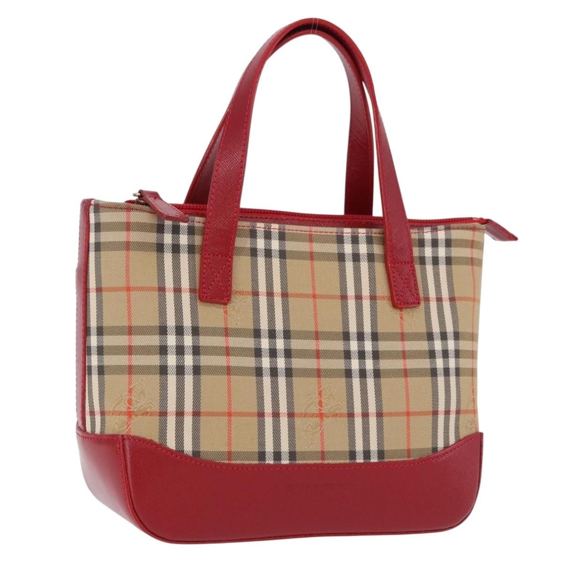 Burberry Nova Check Canvas Handbag Beige Red Womens: Burberry Nova Check Canvas Handbag Beige Red Womens Burberry Nova Check hand bag in beige and red canvas. This women's bag is sold as photographed and does not include the original box or dust bag. Co