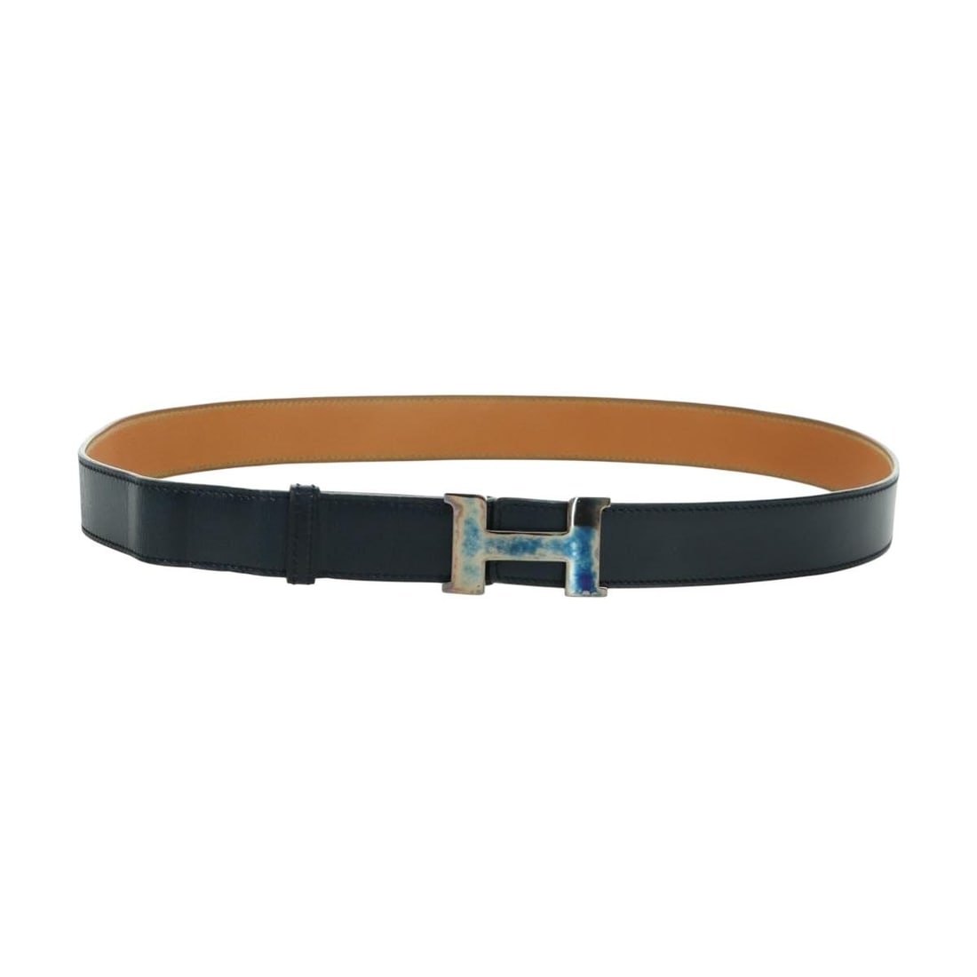 HERMES Constance Womens Leather Belt 29.5in Navy France (1 of 12)