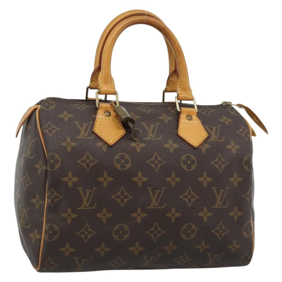 Louis Vuitton M41528 Speedy 25 Monogram Canvas Handbag with Padlock Key: Louis Vuitton M41528 Speedy 25 Monogram Canvas Handbag with Padlock Key Louis Vuitton Speedy 25 hand bag in Monogram Canvas, made in France. This women's bag comes in the Monogram colorway and include