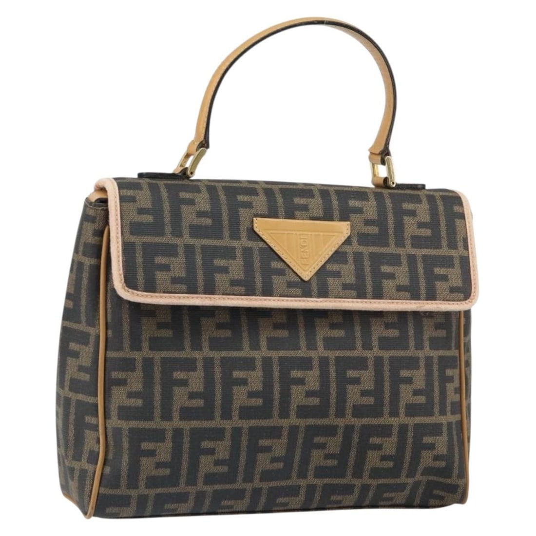 Fendi Zucca PVC Leather Handbag Brown Black Made in Italy: Fendi Zucca PVC Leather Handbag Brown Black Made in Italy Authentic FENDI Zucca canvas handbag in brown and black with PVC leather trim. This women's handbag was made in Italy and is offered without t