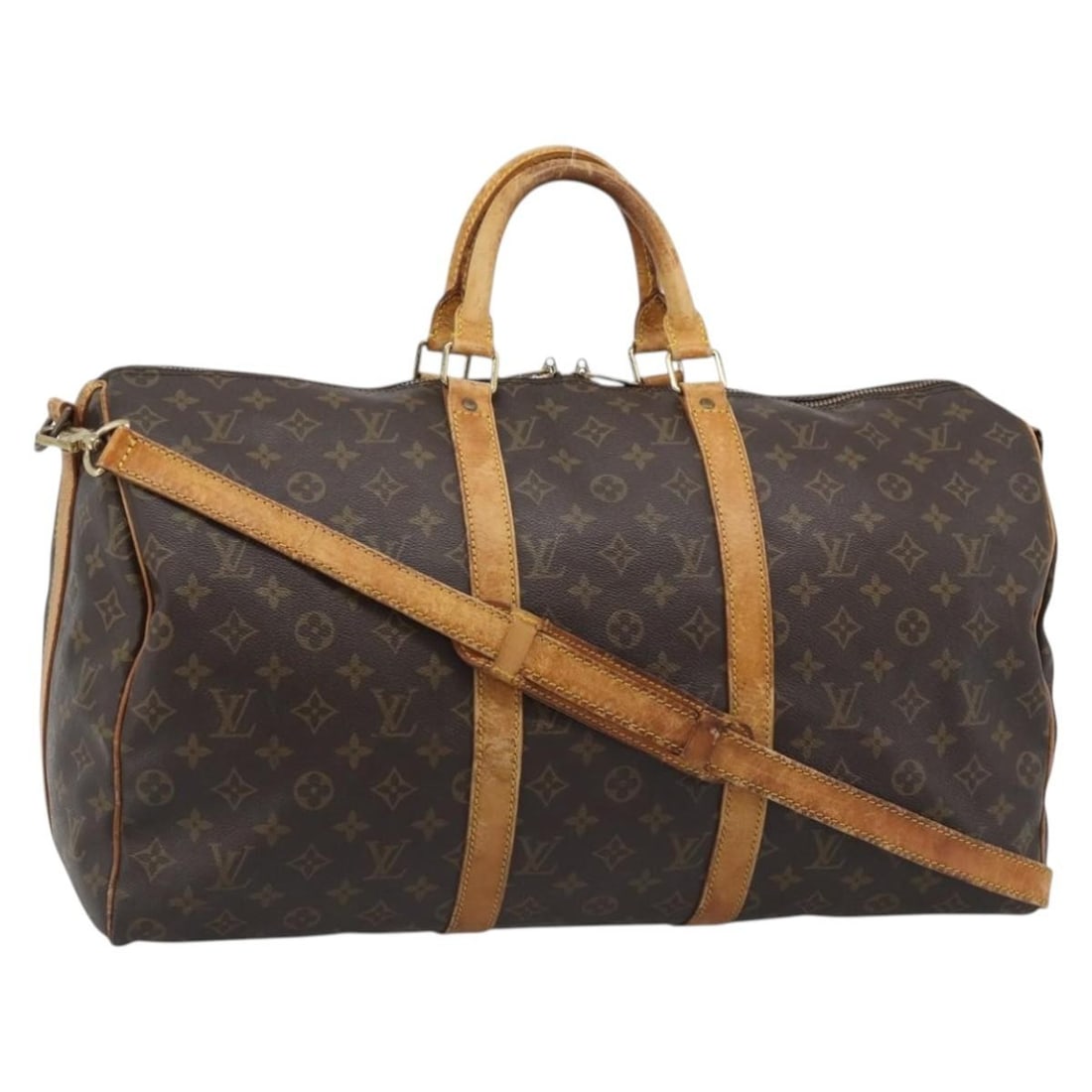 Louis Vuitton M41418 Keepall 45 Monogram Canvas Boston Bag Strap: Louis Vuitton M41418 Keepall 45 Monogram Canvas Boston Bag Strap Louis Vuitton Monogram Keepall Bandouliere 45 Boston Bag in Monogram Canvas, made in France. It includes a shoulder strap and is sized 