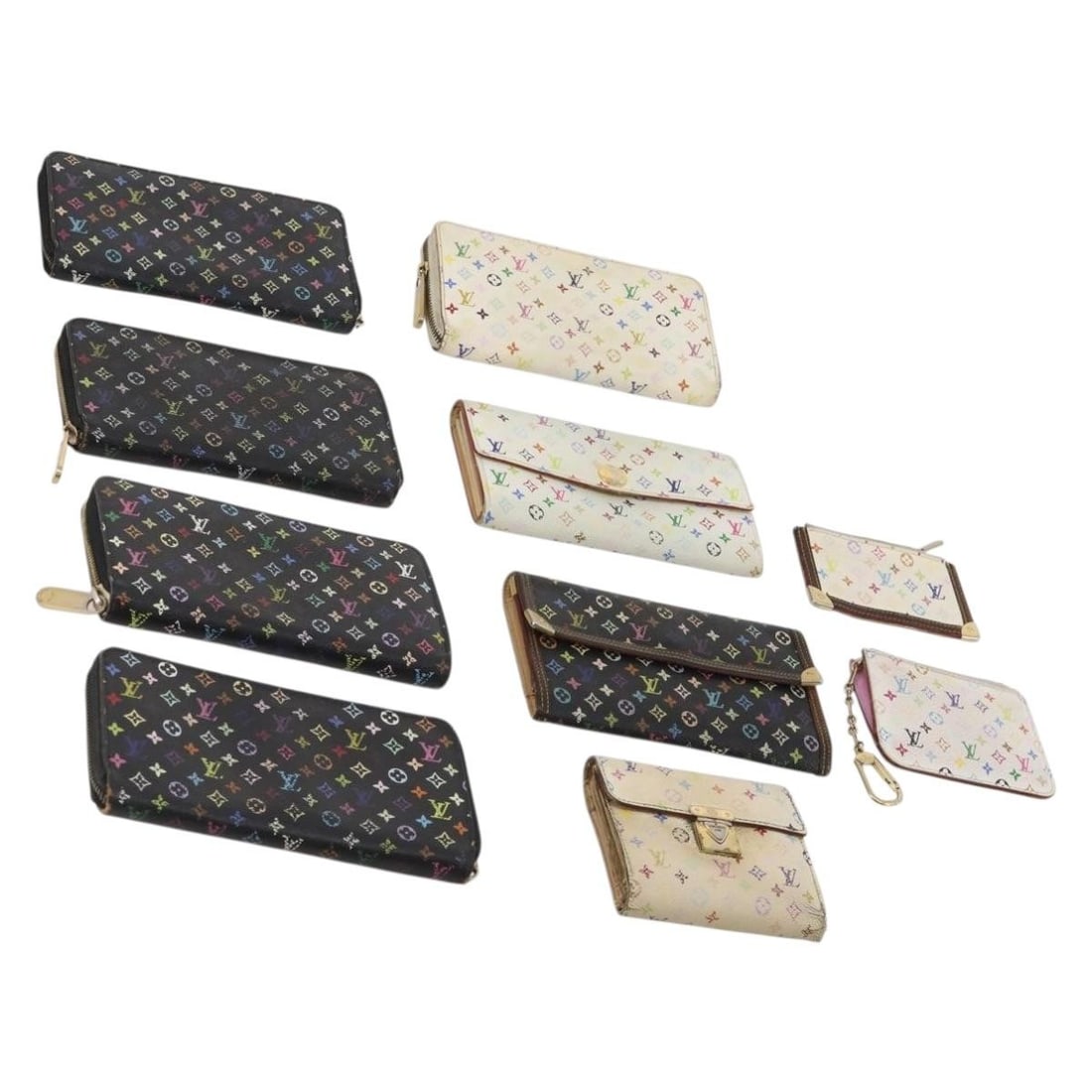 Set of 10 Louis Vuitton Monogram Multicolor Canvas Wallets White Black (1 of 18)