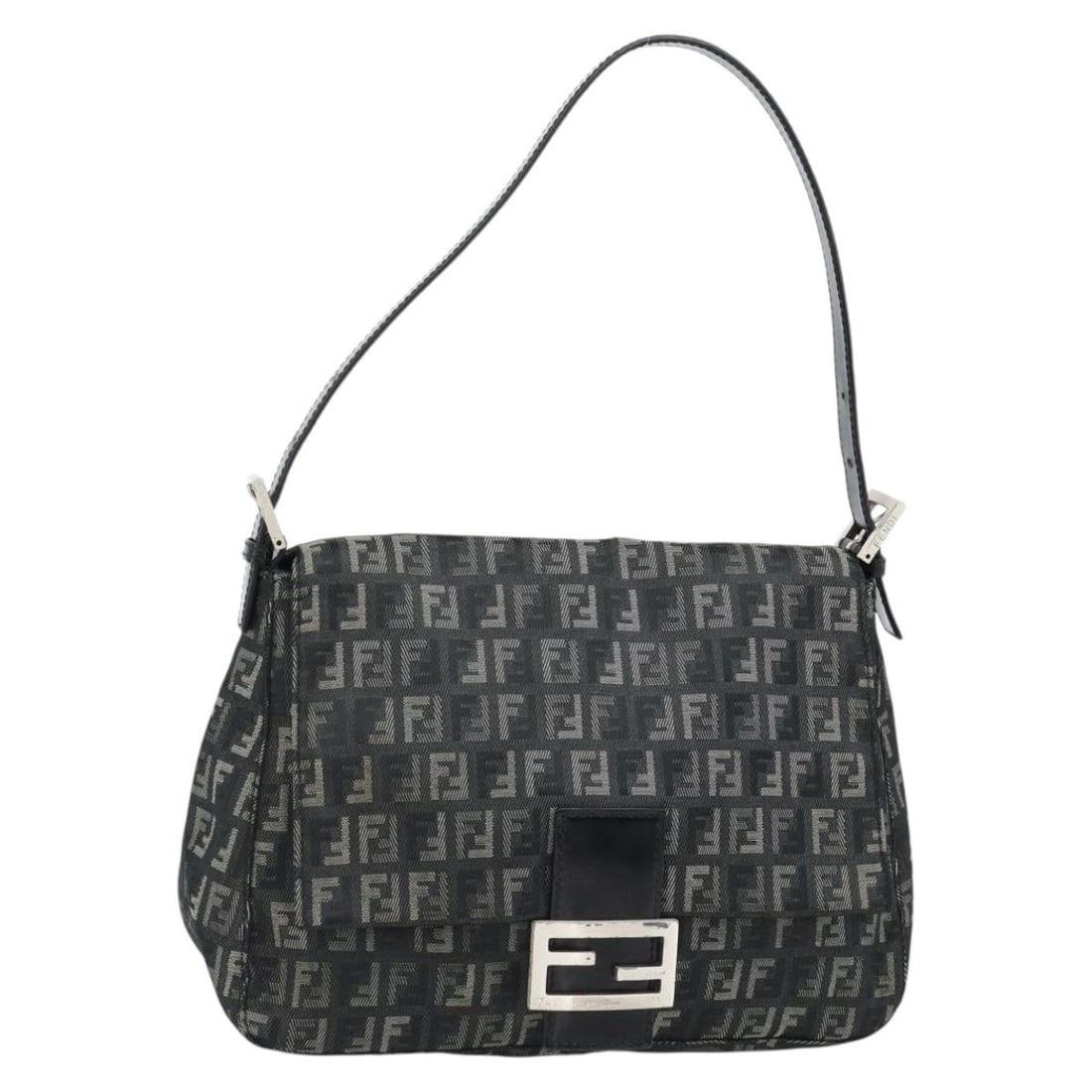Fendi Mamma Baguette Gray Silver Zucchino Canvas Shoulder Bag: Fendi Mamma Baguette Gray Silver Zucchino Canvas Shoulder Bag Fendi Mamma Baguette shoulder bag in Zucchino canvas with a gray and silver colorway. Made in Italy, this women's bag measures approximate