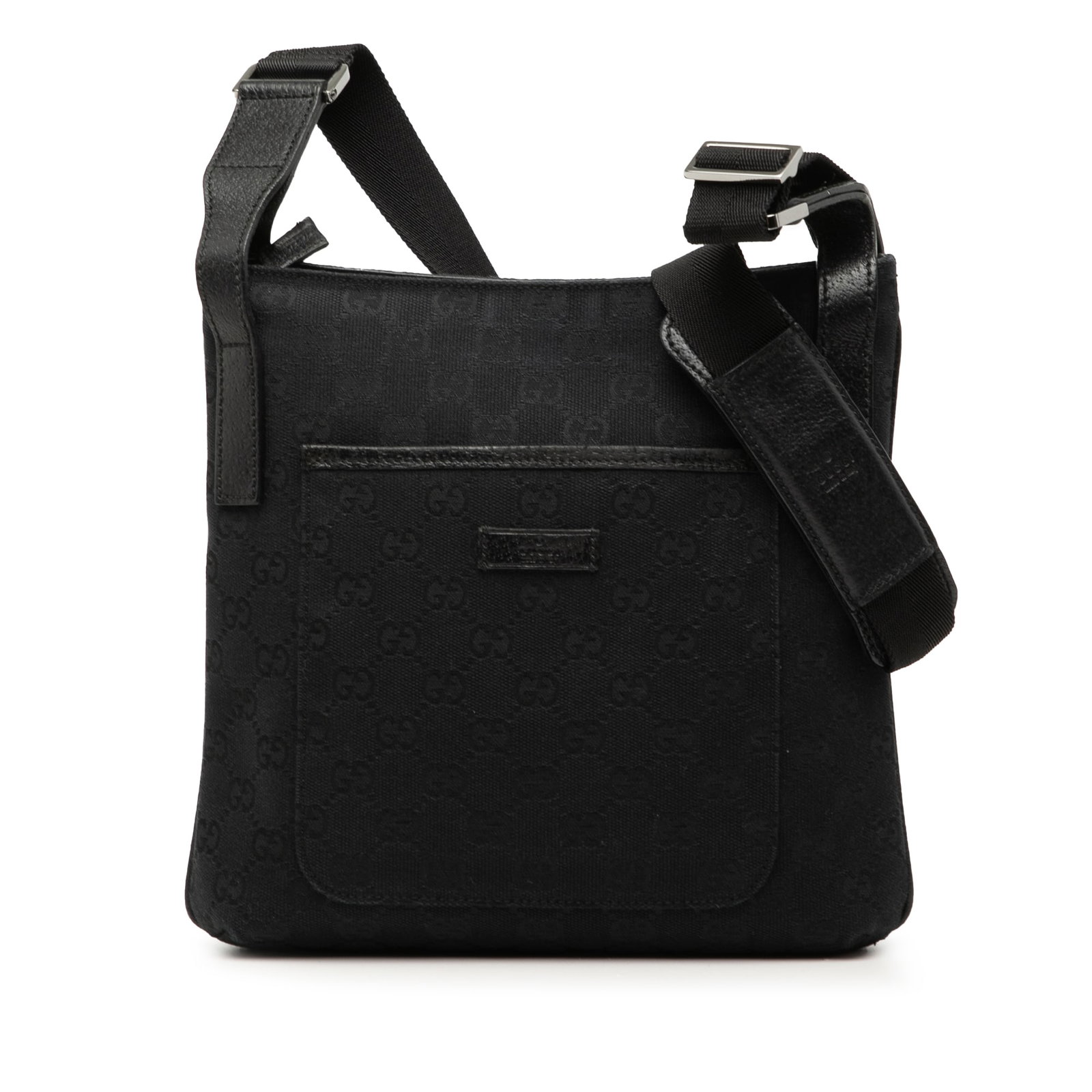 Gucci GG Canvas Black Fabric Crossbody Bag: Gucci GG Canvas Black Fabric Crossbody Bag This Gucci GG Canvas Crossbody bag features a durable canvas body with leather trim, a flat strap for comfortable wear, and a secure top zip closure. The bag