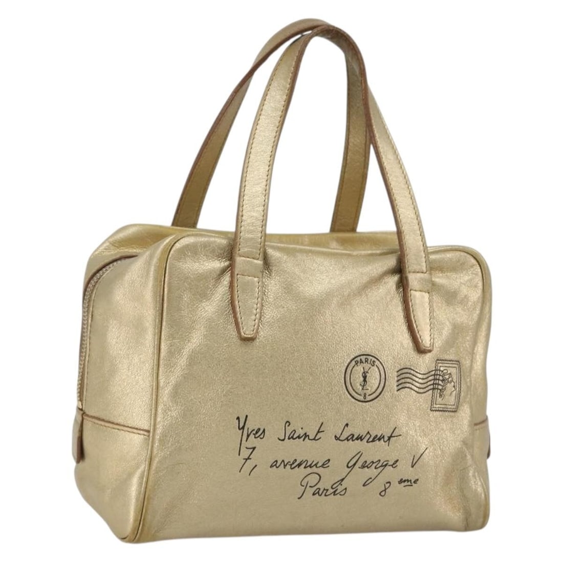Saint Laurent Y Mail Leather Handbag Gold Italy 188208 (1 of 18)