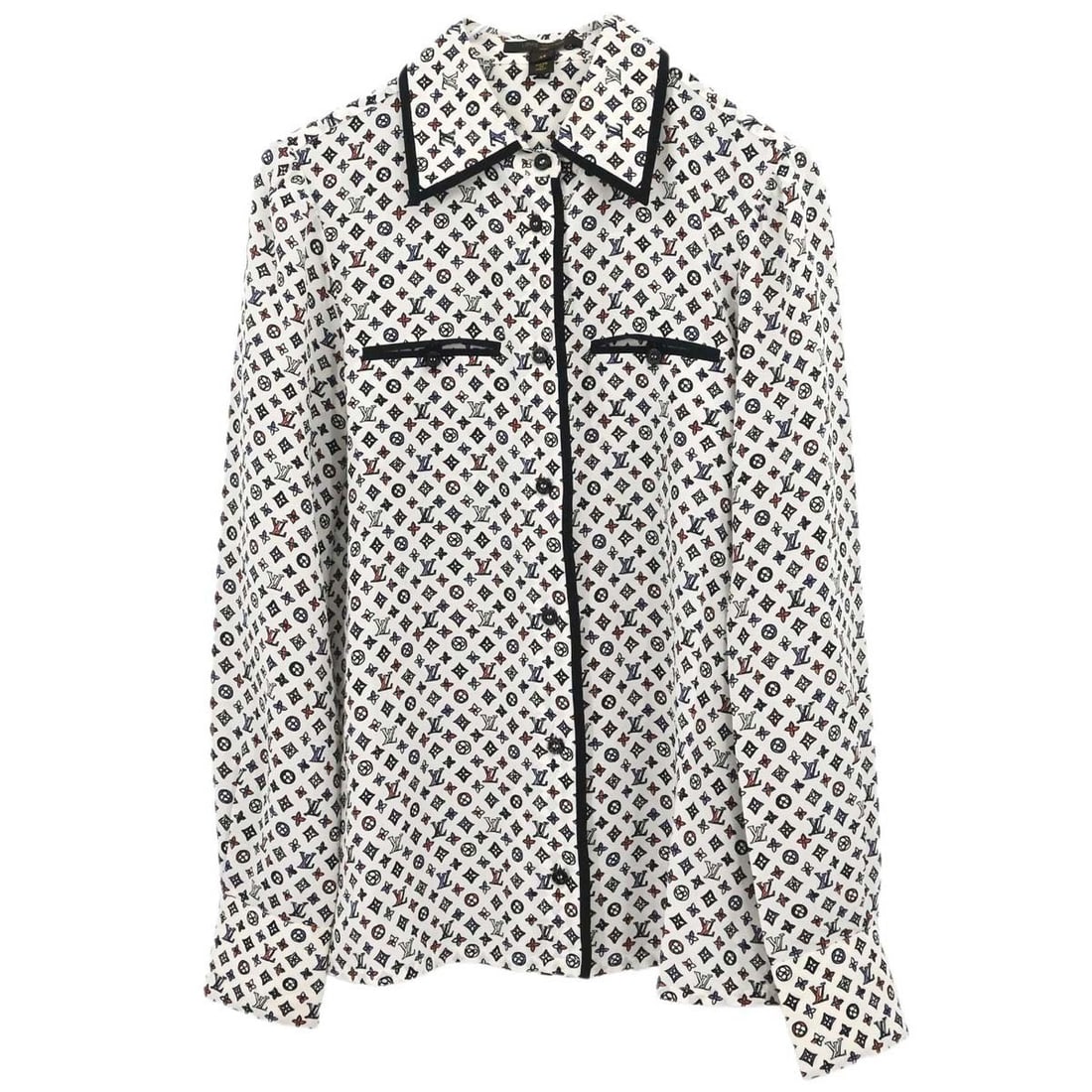 Louis Vuitton RW151A F7BL06ZAG Silk Long Sleeve Blouse White 34 (1 of 15)