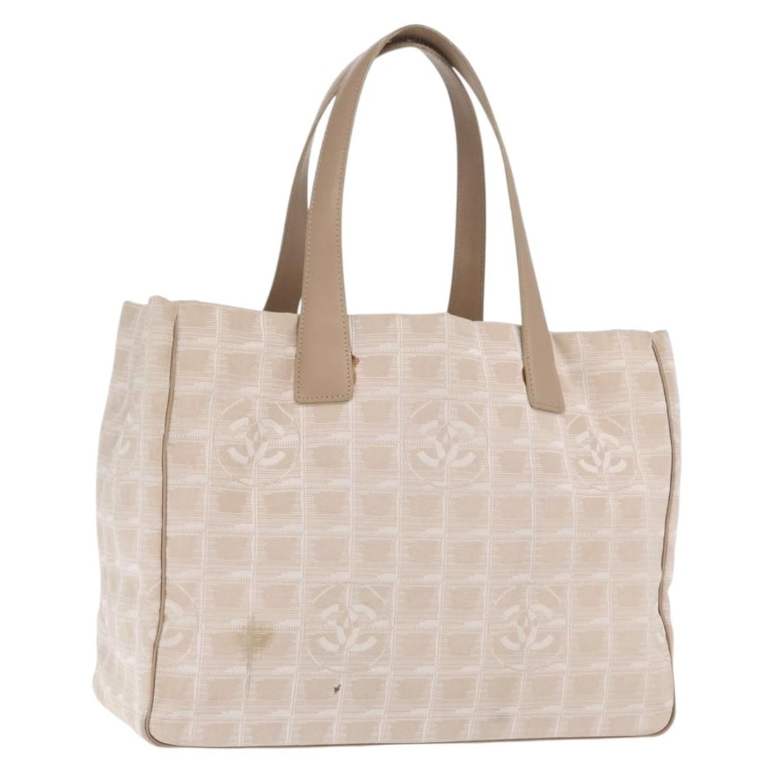 Beige Gold Nylon Tote CHANEL New Travel Line Shoulder Bag: Beige Gold Nylon Tote CHANEL New Travel Line Shoulder Bag This CHANEL Travel Line tote bag features a beige and gold nylon exterior with iconic CC detailing. Designed for versatile everyday use, it