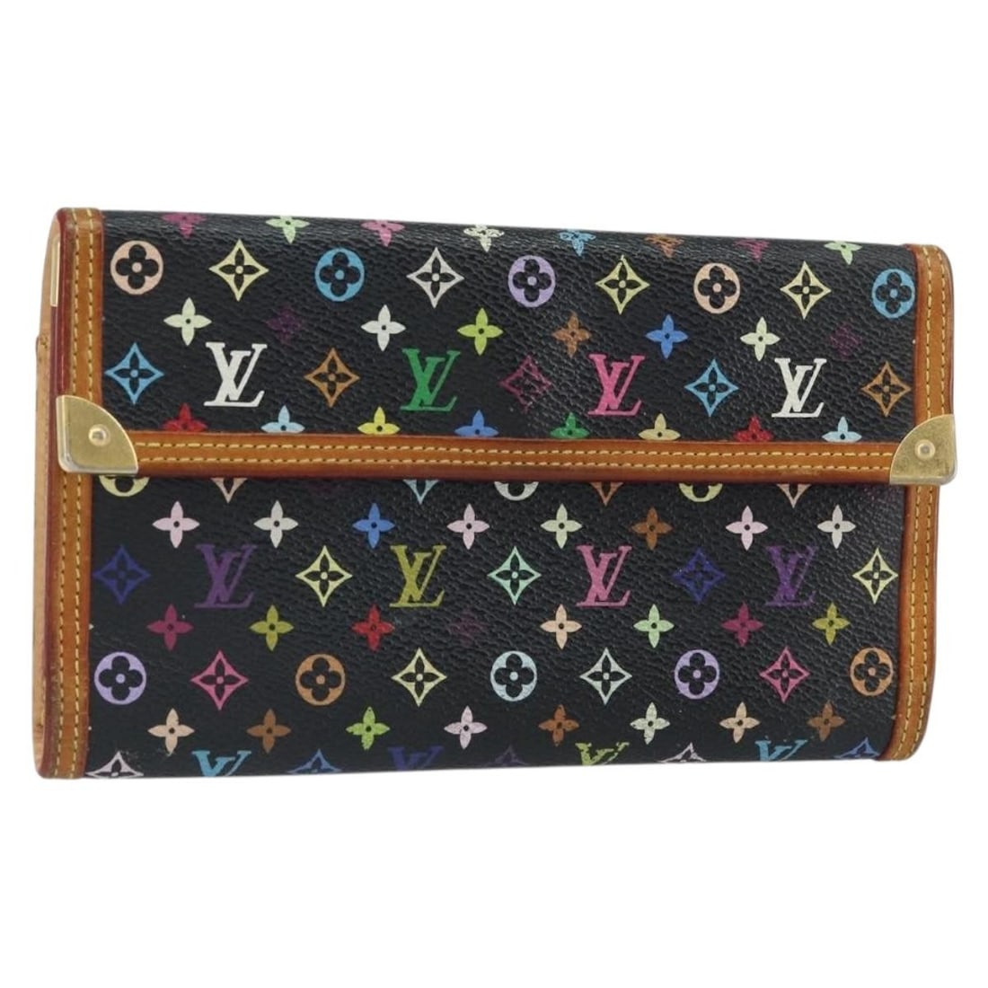Louis Vuitton Multicolor Monogram Black Long Wallet M92658 France: Louis Vuitton Multicolor Monogram Black Long Wallet M92658 France This is a Louis Vuitton Monogram Multicolor Porte Tresor long wallet in black. Crafted from Monogram Multicolor canvas, the wallet fea