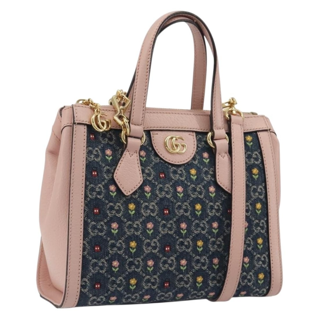 GUCCI 547551 GG Canvas 2way Handbag Blue with Shoulder Strap: GUCCI 547551 GG Canvas 2way Handbag Blue with Shoulder Strap Gucci GG Marmont Ofidia 2-way handbag in blue GG canvas with top handles and a removable shoulder strap. Made in Italy, this women's bag ca