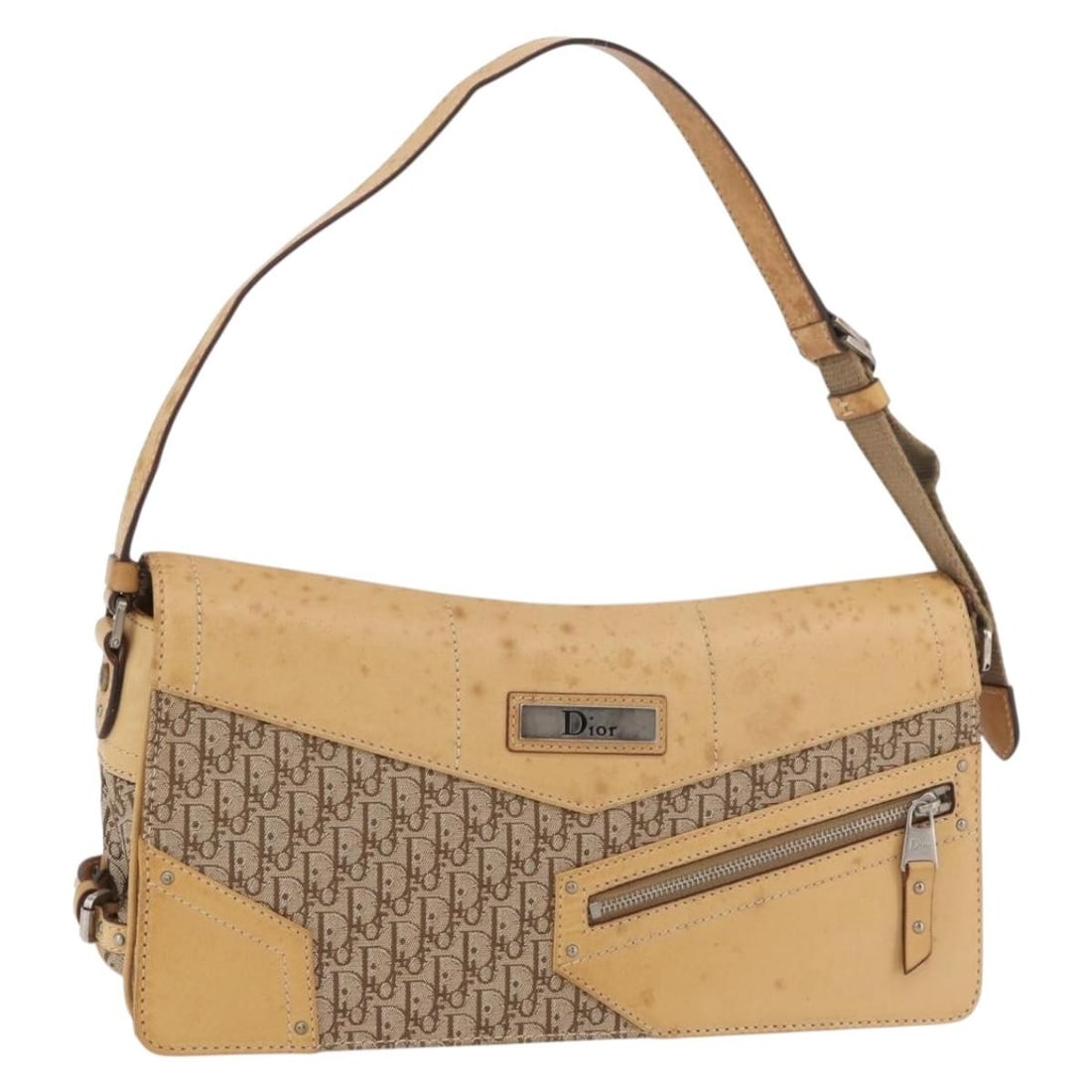 Christian Dior Street Chic Trotter Canvas Shoulder Bag Beige Silver: Christian Dior Street Chic Trotter Canvas Shoulder Bag Beige Silver Authentic Christian Dior Street Chic shoulder bag in beige and silver Trotter canvas. This women's bag is made in Italy and features