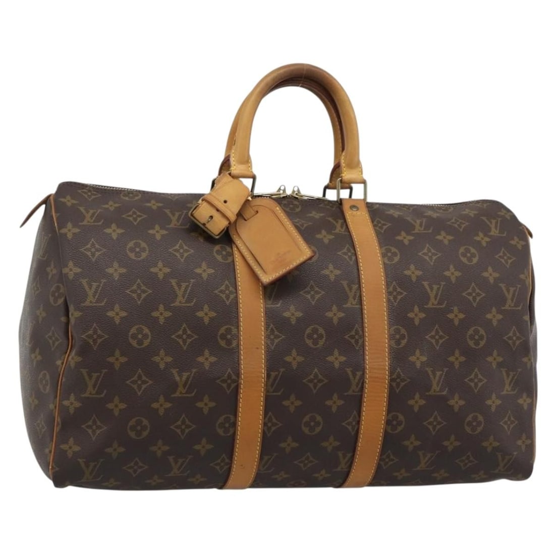 Louis Vuitton M41428 Keepall 45 Monogram Canvas Boston Bag: Louis Vuitton M41428 Keepall 45 Monogram Canvas Boston Bag Louis Vuitton Keepall 45 Boston bag in Monogram canvas, made in France. This women's bag includes a dust bag, name tag, and powanie. Conditio