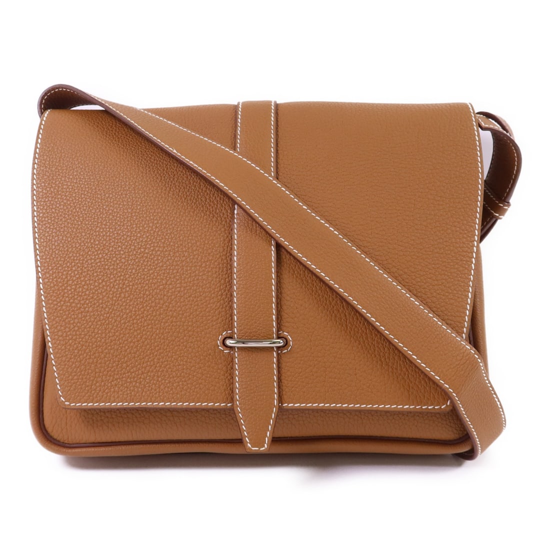 Hermes Steve Light Junior Togo Calfskin Shoulder Bag Brown PHW (1 of 16)