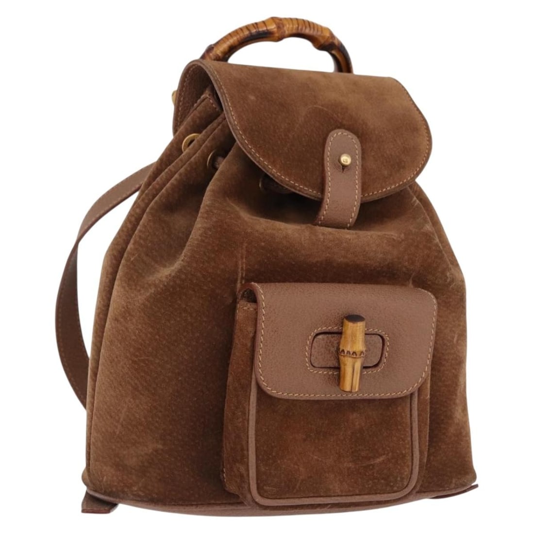 Gucci 003 1705 0030 Suede Bamboo Backpack Brown Gold (1 of 18)