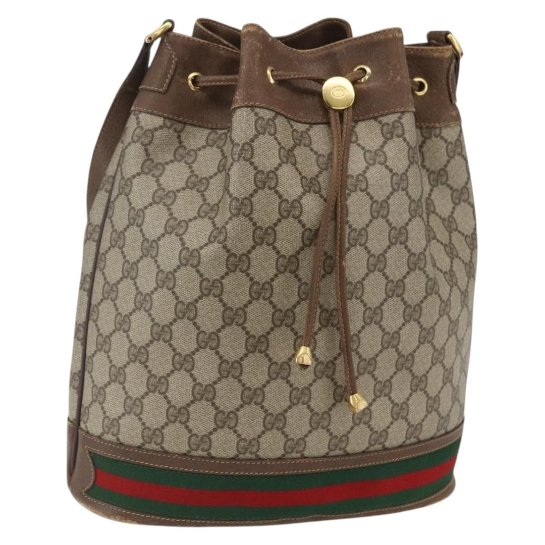 Gucci 41 02 085 GG Supreme Web Shoulder Bag Beige Gold (1 of 18)
