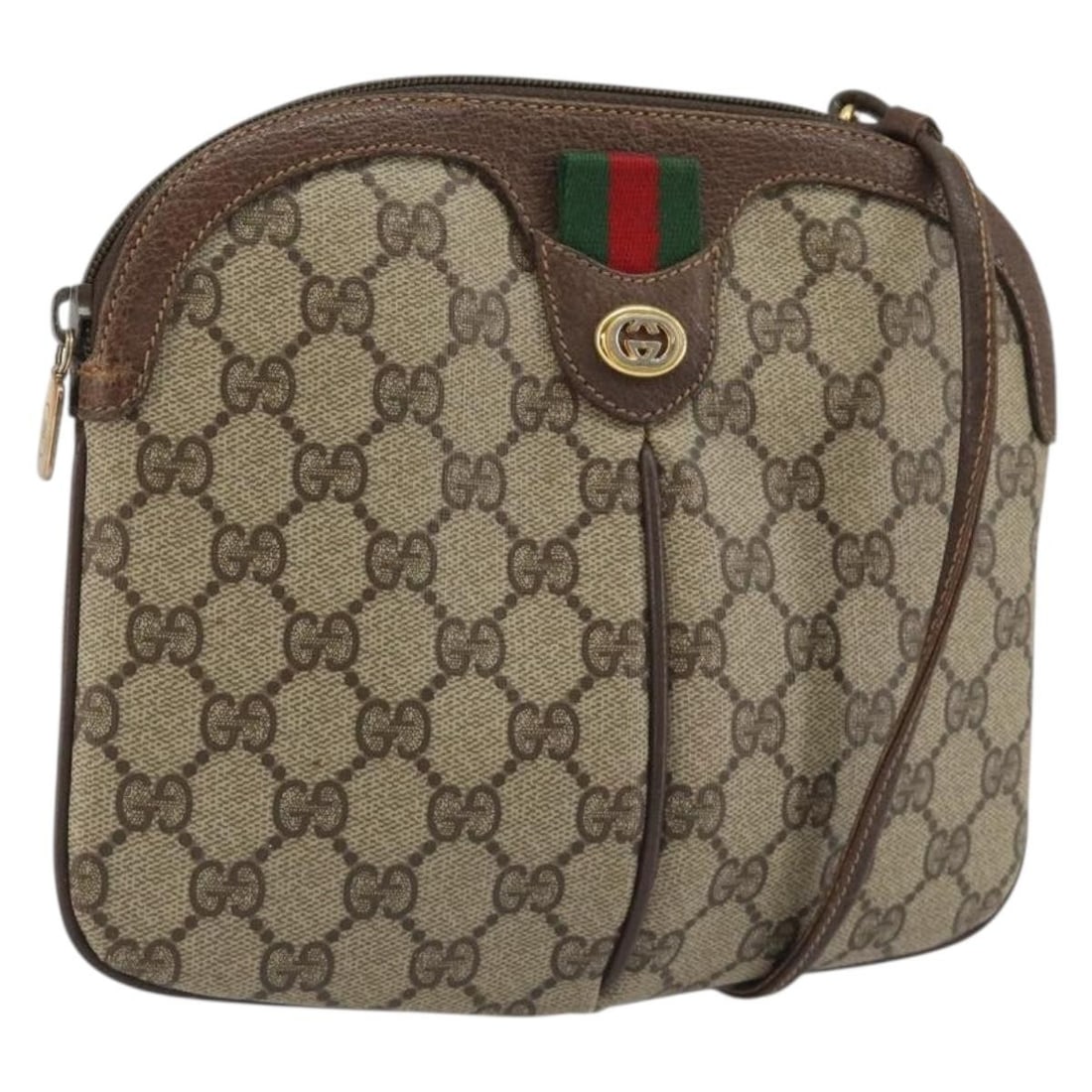 Gucci Sherry Line GG Supreme Shoulder Bag Beige Gold PVC Leather: Gucci Sherry Line GG Supreme Shoulder Bag Beige Gold PVC Leather Vintage Gucci GG Supreme Web Sherry Line shoulder bag in beige and gold PVC leather with GG canvas. This women's shoulder bag is made i