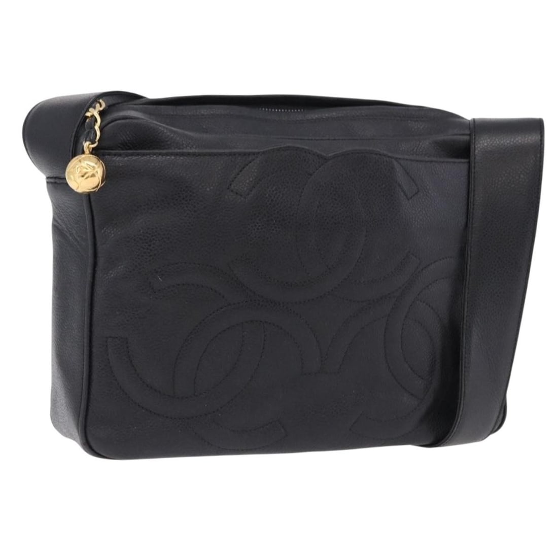 CHANEL Trip Luco Leather Shoulder Bag Black Gold CC: CHANEL Trip Luco Leather Shoulder Bag Black Gold CC Authentic CHANEL Trip Luco co shoulder bag in black leather with gold-tone CC detailing. This women's shoulder bag was made in Italy and has been cu