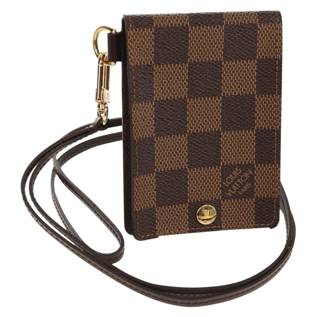 LOUIS VUITTON Damier Ebene ID Card Case N60016 Authentic: LOUIS VUITTON Damier Ebene ID Card Case N60016 Authentic This LOUIS VUITTON Damier Ebene Porte Cartes ID Bandouliere Case N60016 is a stylish and practical card case, expertly crafted from high-qualit