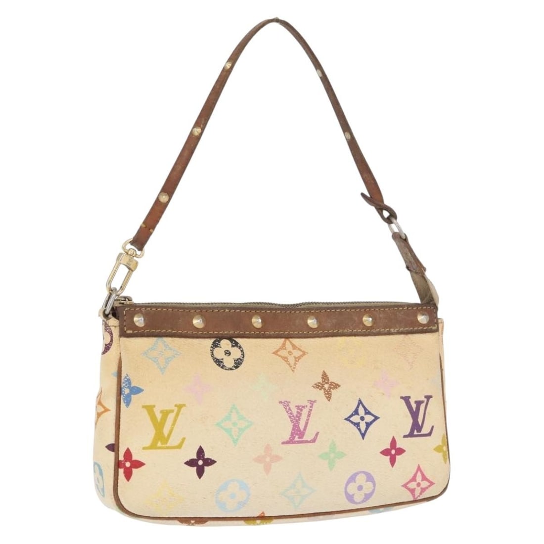 White Monogram Multicolor Canvas Accessory Pouch Louis Vuitton M92649: White Monogram Multicolor Canvas Accessory Pouch Louis Vuitton M92649 Louis Vuitton Multicolor Pochette Accessoires pouch in white Monogram Multicolor canvas. This women's accessory pouch is made in F