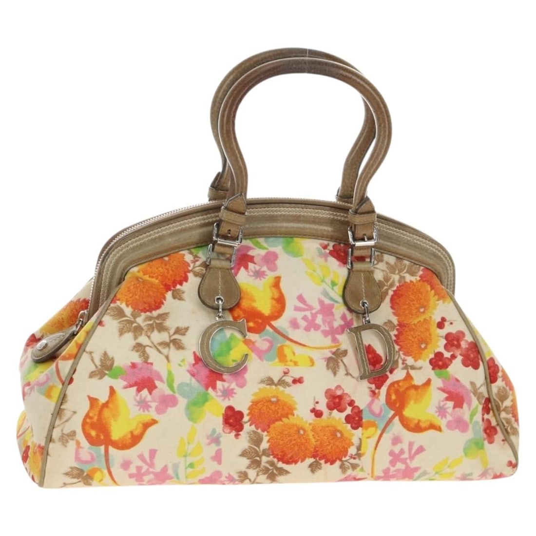 Christian Dior Canvas Boston Bag Multicolor Silver with Charm Card: Christian Dior Canvas Boston Bag Multicolor Silver with Charm Card Authentic Christian Dior Boston bag in multicolor and silver canvas, made in Italy. This women's handbag includes a guarantee card an