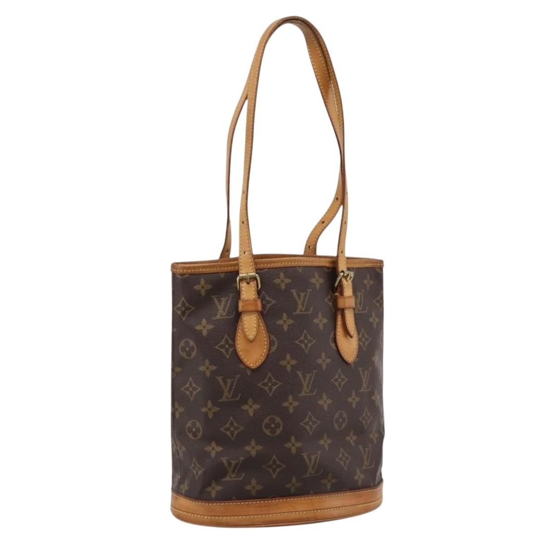 Louis Vuitton M42238 Bucket PM Monogram Canvas Shoulder Bag: Louis Vuitton M42238 Bucket PM Monogram Canvas Shoulder Bag Louis Vuitton Monogram Bucket PM shoulder bag in Monogram canvas, made in France. This women's bag includes only the item shown in the photo