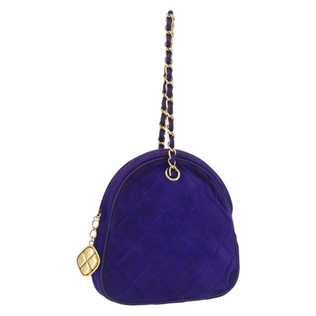 CHANEL Matelasse Suede Hand Bag Purple with Gold CC (1 of 18)