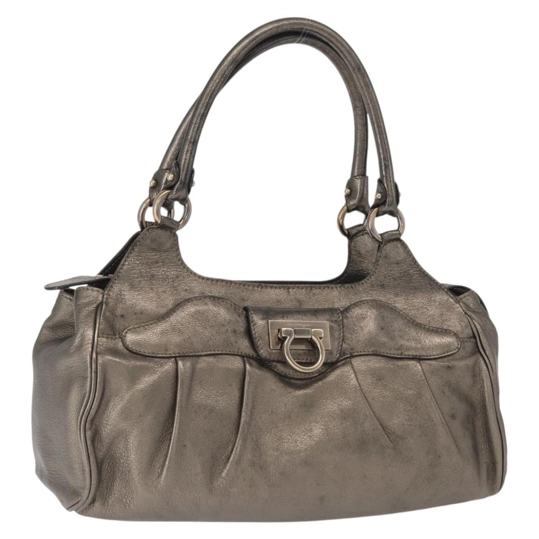 Salvatore Ferragamo Gancini Gold Leather Women's Tote Made in Italy: Salvatore Ferragamo Gancini Gold Leather Women's Tote Made in Italy This Salvatore Ferragamo Gancini handbag is crafted from leather in a gold color, designed for women. The bag features a structured 