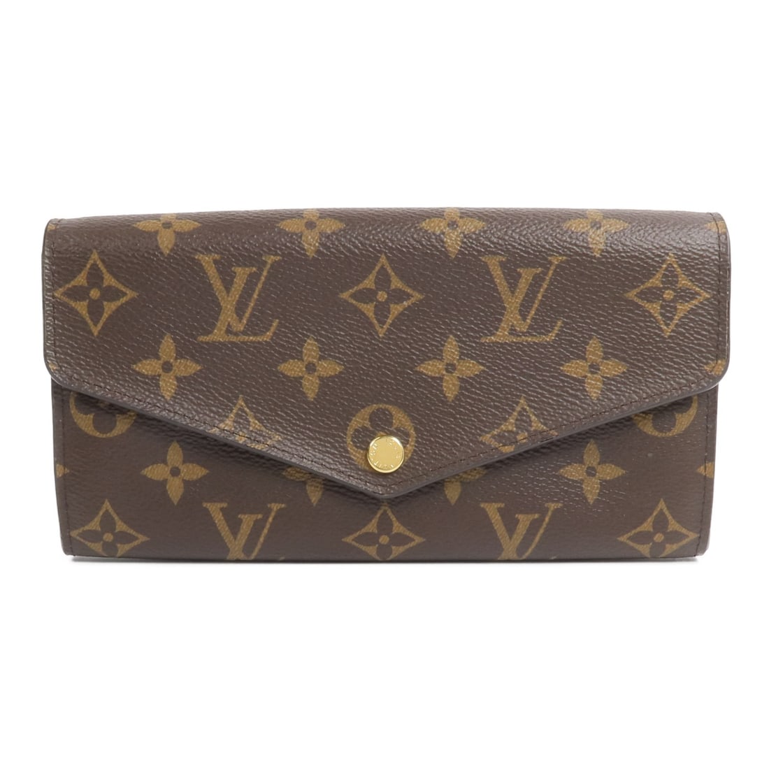 Louis Vuitton Portefeuille Sara Monogram Long Wallet M60531 Brown: Louis Vuitton Portefeuille Sara Monogram Long Wallet M60531 Brown Louis Vuitton Portefeuille Sara long wallet in brown Monogram PVC coated canvas. This bifold purse features a hook button closure, mul