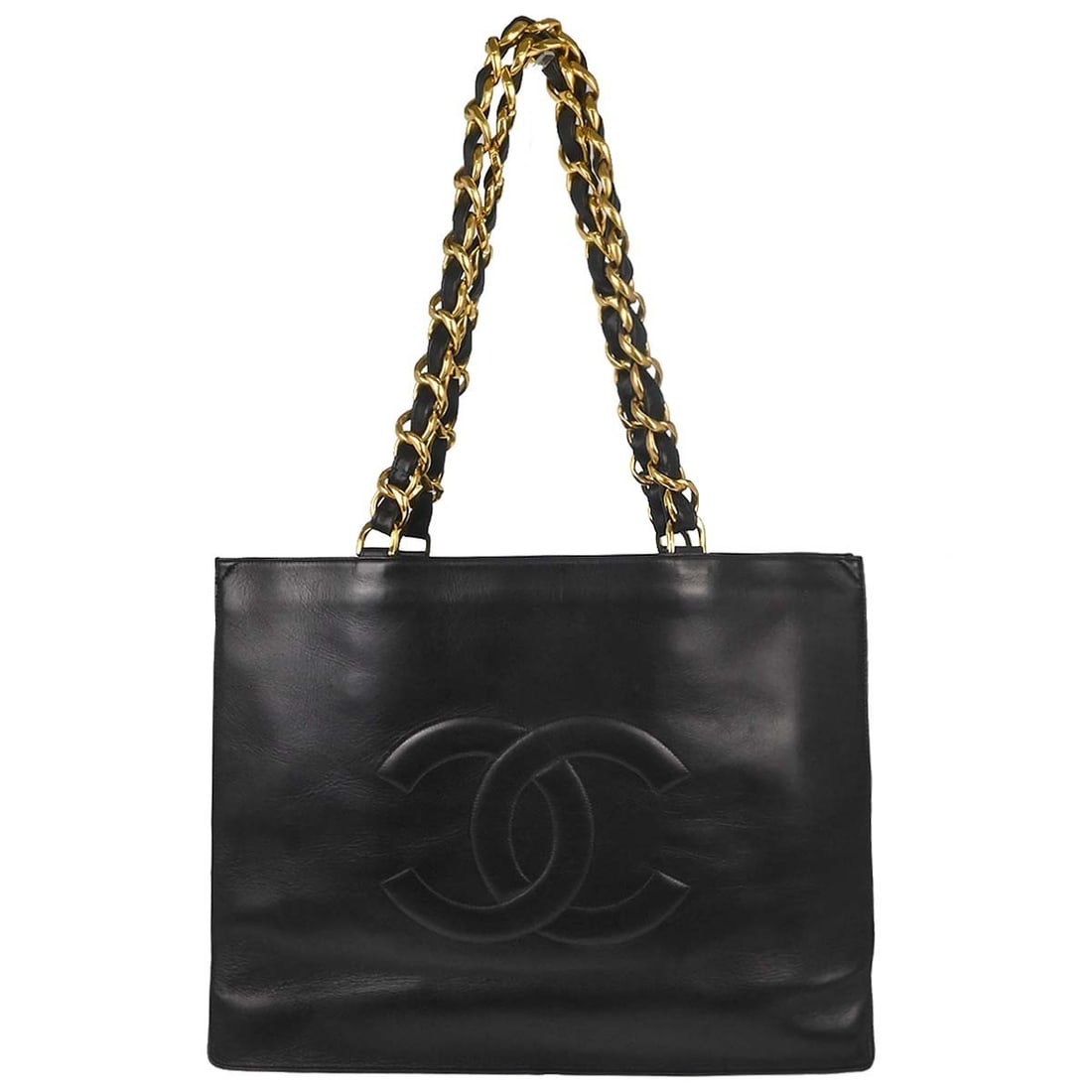 CHANEL Large Black Lambskin Quilted Chain Tote Bag (1 of 16)