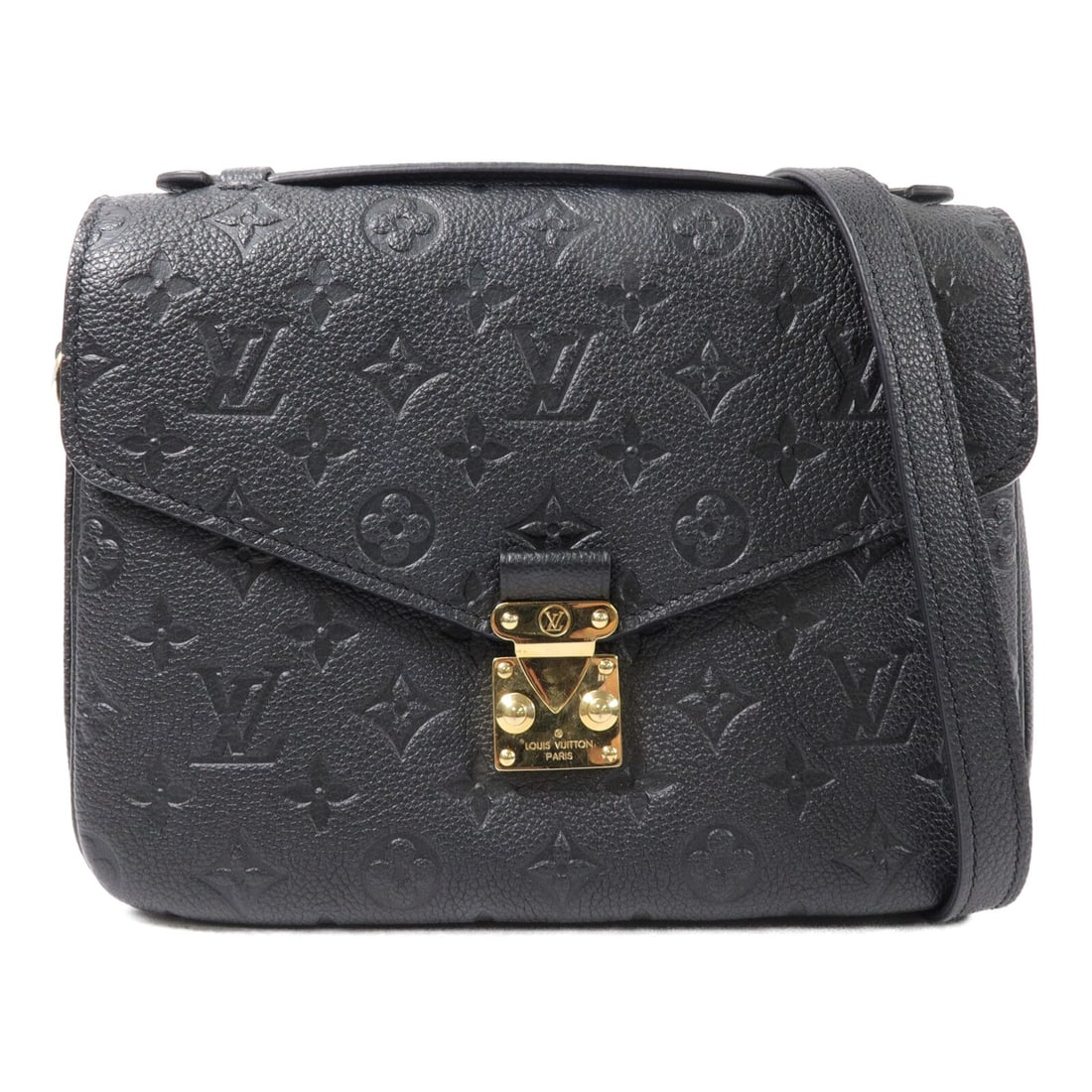 Louis Vuitton Pochette Metis M41487 black Monogram Empreinte shoulder bag: Louis Vuitton Pochette Metis M41487 black Monogram Empreinte shoulder bag Louis Vuitton Pochette Metis 2-way shoulder bag in black Monogram Empreinte calfskin. This women's bag features a top handle, 