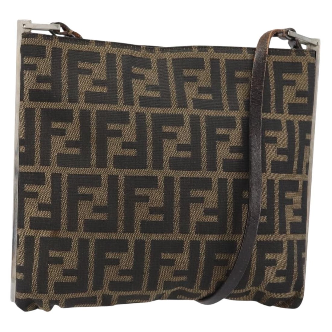 Vintage Fendi Canvas Shoulder Bag Brown 22cm by 21cm by 2cm: Vintage Fendi Canvas Shoulder Bag Brown 22cm by 21cm by 2cm This vintage Fendi shoulder bag for women is crafted from brown canvas. It features a compact design suitable for everyday use. The bag is p