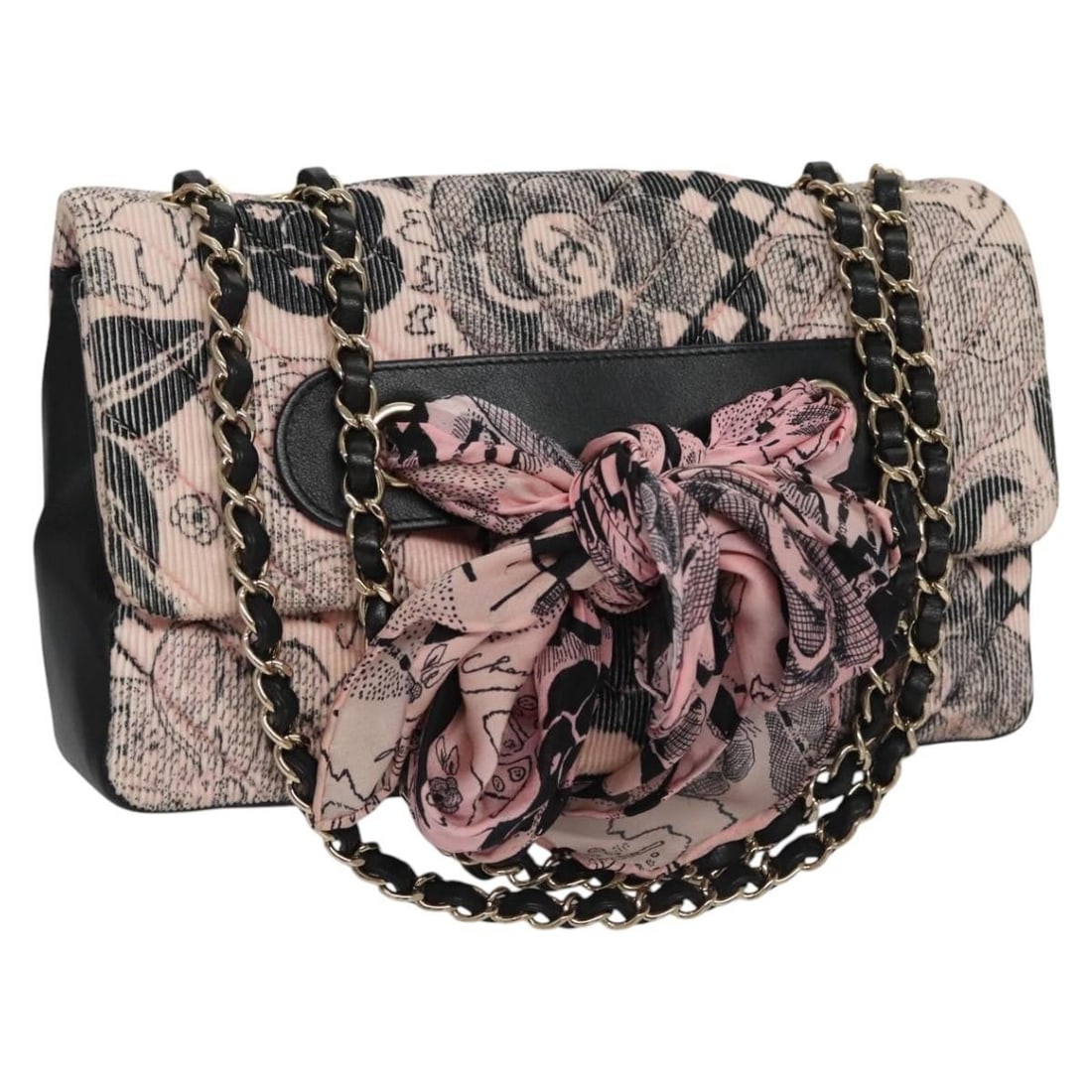 CHANEL V Stitch Corduroy Shoulder Bag Pink Gold Chain CC: CHANEL V Stitch Corduroy Shoulder Bag Pink Gold Chain CC CHANEL shoulder bag in pink and gold corduroy, made in France. The bag features a Chain V Stitch design and comes in a women's shoulder bag sty