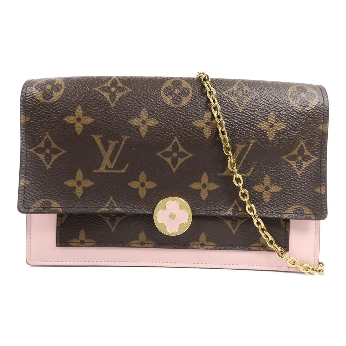 Louis Vuitton M67405 LV Flore chain wallet shoulder bag Monogram Rose Ballerine: Louis Vuitton M67405 LV Flore chain wallet shoulder bag Monogram Rose Ballerine Louis Vuitton LV Flore Chain Wallet Shoulder Bag, model M67405, in Monogram brown and pink/Rose Ballerine. It is made fr