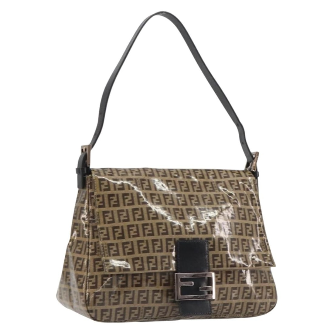 Fendi Mamma Baguette Hand Bag Zucchino Coated Canvas Black Brown: Fendi Mamma Baguette Hand Bag Zucchino Coated Canvas Black Brown Authentic FENDI Zucchino Canvas Mamma Baguette bag in black and brown coated canvas. This women's handbag includes a dust bag and was m